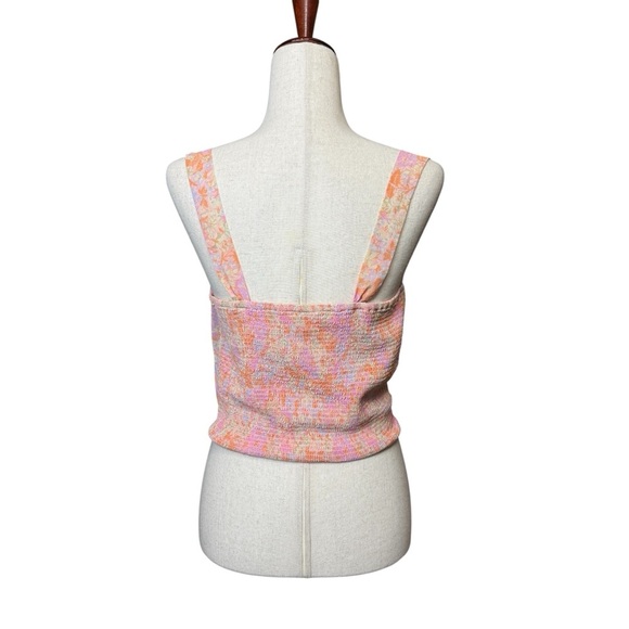 Revolve Free People ENDLESS LOVE Draped Pink Orange Floral Crop Top Size M #1652 - Picture 3 of 7